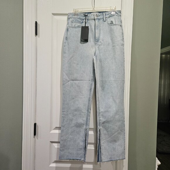 Paige Stella Women's Size 28 Gianna Blue Straight Leg Split Hem Jeans NWT - Picture 1 of 13